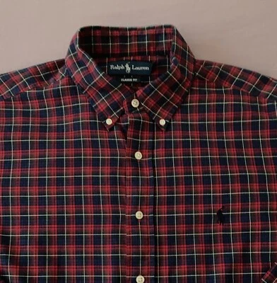 Men's RALPH LAUREN Red Blue Green + Pinpoint Plaid Shirt XL X-Lrg NWT NEW NiCe! - Image 1 of 4