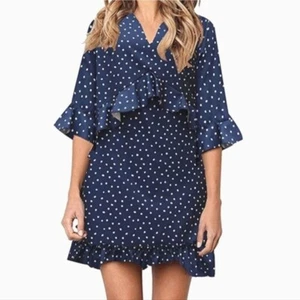 Cherfly Polkadot Ruffle Dress Size Small NWT - Picture 1 of 9