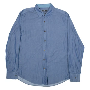 BOSS Slim Fit Mens Plain Shirt Blue Long Sleeve L - Picture 1 of 6