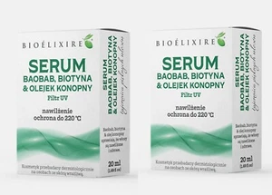 2 x BIOELIXIRE HAIR SERUM Hemp Oil, Baobab, Biotin Regenerating Smoothing Hair - Picture 1 of 5