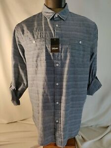 Men's Urban pipeline blue gray striped cotton polyester dress shirt XL New Rare
