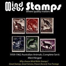 Australian Pre-Decimal Stamps, 1959-62 Australian Animals Set 6 Mint Hinged (MH)
