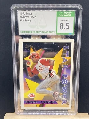1996 Topps BARRY LARKIN STAR POWER #6 All Star HOF CSG 8.5 NM/MINT + REDS  - Image 1 of 4