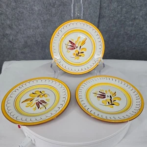 Vintage Stangl Pottery Stoneware Plates "Provincial" 6" Yellow Floral Set of 3 - Picture 1 of 6