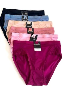 6 Pack Women's Briefs Bikini High cut Panties Undies Satin Silky Cool 63023 Sz M - Picture 1 of 4