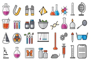 Science Chemistry Set x 30 Cupcake Toppers Edible Wafer Paper Fairy Cake - Picture 1 of 3