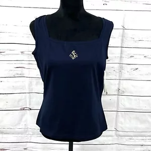 St. John Sport Top Women’s Medium Blue Tank Top Square Neck NWT - Picture 1 of 10