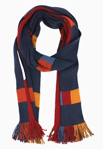 Strickschal 100%Wolle(Merinos) dunkelblau multicolor Herren Damen mit Fransen - Bild 1 von 3