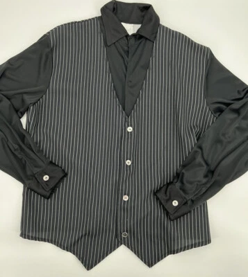 Gangster Adult Costume Shirt Black Pinstripes One Sz Halloween See Photos - Image 1 of 4