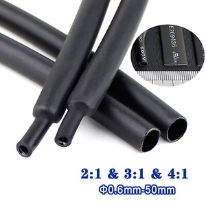 Black Heat Shrink Tube 2:1 Unlined 3:1 4:1 Adhesive Glue Lined Heatshrink Sleeve - Picture 1 of 9