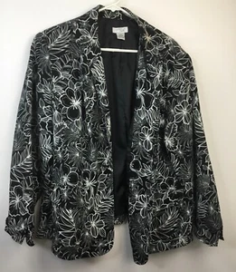 Kim Rogers Woman's Black & White 20W Lined Long Sleeve 4 Button Jacket - Picture 1 of 6