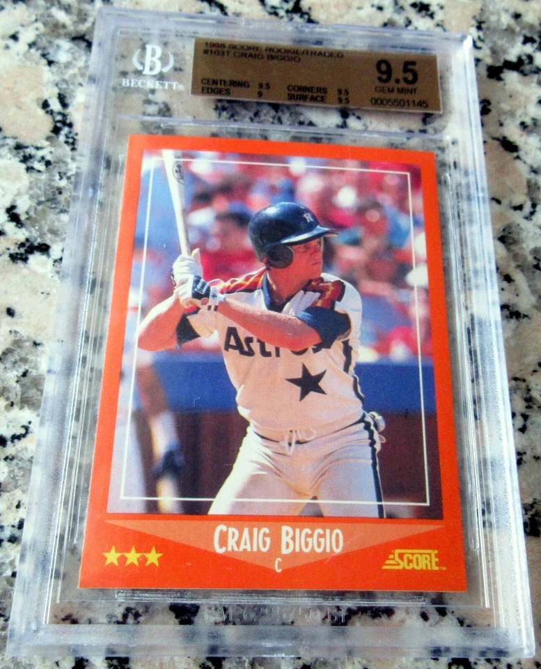 CRAIG BIGGIO 1988 Score #1 Draft Pick Rookie Card RC BGS 9.5 GEM MINT HOF Astros - Image 1 of 2