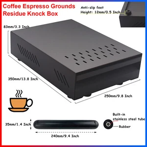 Black 35*25*9cm Coffee Knock Out Box Drawer Under Grinder Ground Espresso Waste - Picture 1 of 13