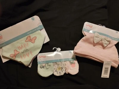 Disney Babies девочек шляпы нагрудники варежки комплект новый с Ярлыками - Изображение 1 из 4
