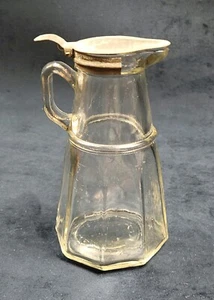Vintage Hazel Atlas Clear Depression Glass Syrup Molasses Pitcher Hinge MetalTop - Picture 1 of 11
