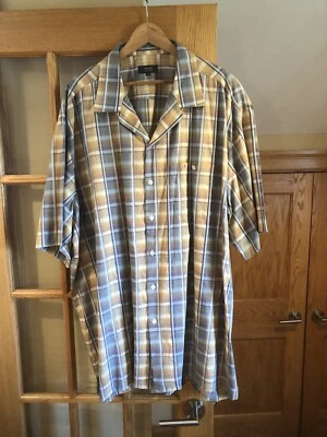 ZANELLA Italian Men’s Multicolor Cotton Short Sleeve Collard Dress Shirt 3XLT - Image 1 of 4