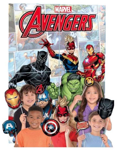 AVENGERS Scene Setter BIRTHDAY party BACKDROP 12 photo props Marvel superheroes - Image 1 of 1