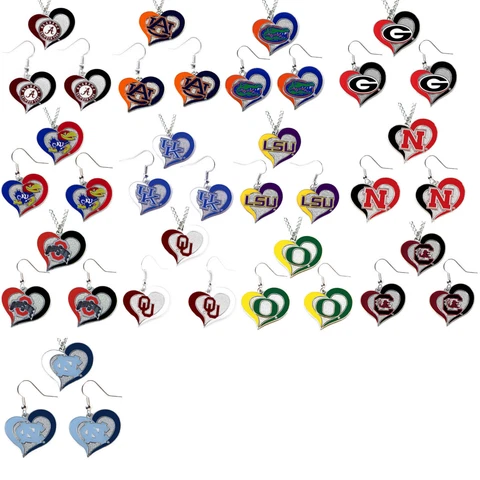 swirl heart necklace earring set charm pendant NCAA PICK YOUR TEAM Cover