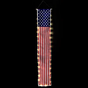 Patriotic Light-Up Flag Banner Set, Fourth of July, Home Decor, 2 Pieces - Picture 1 of 2
