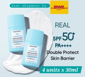 SKINTIFIC 5X Ceramide Serum Face Sunscreen SPF50 PA++++  4 units x 30ml - DHL Ex - Picture 1 of 6