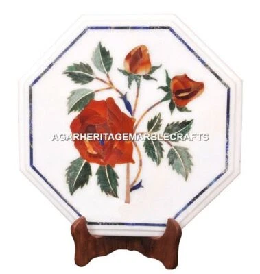 Marble Coffee Table Top Rare Hakik Mosaic Inlay Floral Art Furniture Decor H1978 - Image 1 of 4