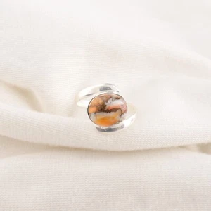 Orange Copper Turquoise Gemstone 925 Sterling Silver Ring Handmade Jewelry Gift - Picture 1 of 3