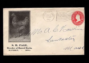 S Page Breeder Barred Rocks Fowl Waverly Iowa 1912 PSE Cover & Letterhead 8m - Picture 1 of 3