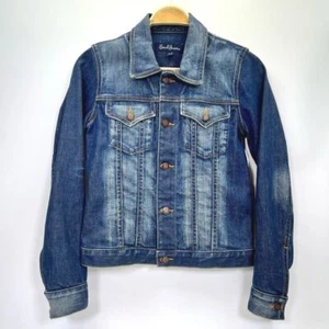 Earl Jean Womens Denim Jacket Blue Waist Length Button Flap Pockets Collar USA S - Picture 1 of 9