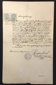 HUNGARY 1876/1893 -- 2 x DOCUMENT WITH 3 x REVENUE STAMP - F/VF @4 - Picture 1 of 2