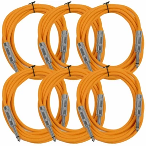 Nuevo paquete de 6 cables de conexión naranja 1/4" TS 10' - guitarra - instrumento - Imagen 1 de 3
