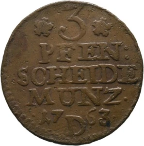 Brandenburg Preußen 3 Pfennig 1763 D, Aurich Münze Coin (F379) - Bild 1 von 2