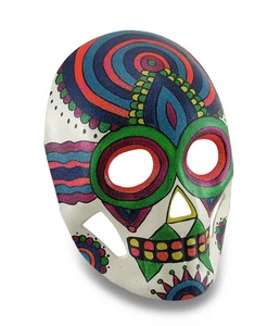 Zeckos Colorful Sparkling Rainbow Striped DOD Sugar Skull Style Mask - Picture 1 of 3