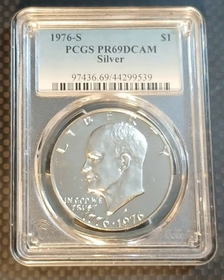 1976 S Proof DCAM Silver Eisenhower Dollar-PR69 GRADED PCGS  - Image 1 of 4