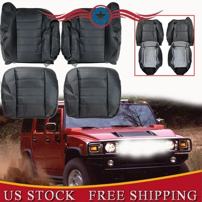 Front Leather Seat Cover Black For 2003 2004 2005 2006 2007 Hummer H2 SUV SUT - Image 1 of 4