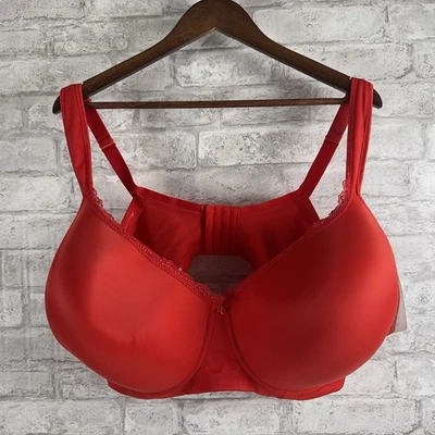 Nuevo Sujetador Ashley Stewart Mariposa Rojo Copa Lisa Cobertura Completa Talla 42G 42 G Foto 1 de 4