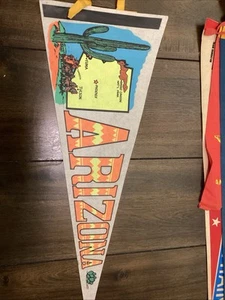 Vintage Arizona Map Pennant Phoenix Tucson Yuma Grand Canyon - Picture 1 of 1