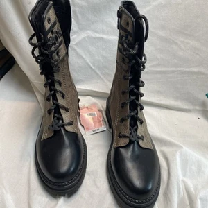 NEW Sam & Libby Edelman Women's Size 8.5 Stella Dark Khaki Zip Up Combat Boots - Picture 1 of 7