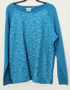 Quacker Factory Sweatshirt Damen Gr. XL Kettenstich French Terry Raglan NEU - Bild 1 von 14