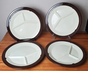 READ Vintage PackerWare Lot Of 4 Ivory Plastic Plates Brown Plate Holders USA - Picture 1 of 13