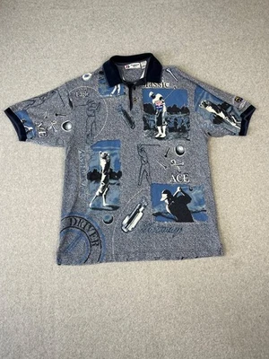 Vintage St Louis Rams Polo Shirt Mens XL Blue 90s AOP Golf Print Los Angeles - Image 1 of 4