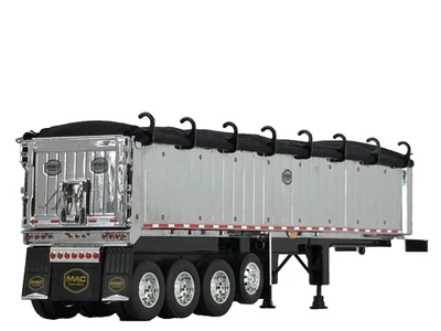 1/64 DCP CHROME/BLACK MAC QUAD AXLE END DUMP TRAILER W/ BLACK TARP - Image 1 of 4