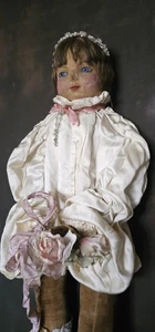 Antique Vintage Velveteen Original Chad Valley Hygienic Toys Glass Eyed Doll 30i - Picture 1 of 24