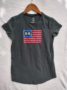 Youth Girls Under Armor L American Flag Shirt - Picture 1 of 8