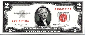 1953 $2 Red Seal Legal Tender AU-UNC-Fr. 1509 - Picture 1 of 3