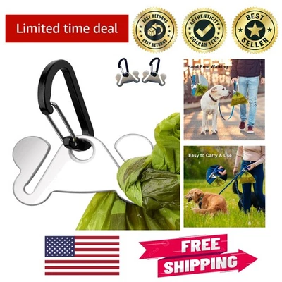 2PCS Hand-Free Dog Poop Bag Holder - Durable Stainless Steel Metal Design - Image 1 of 4