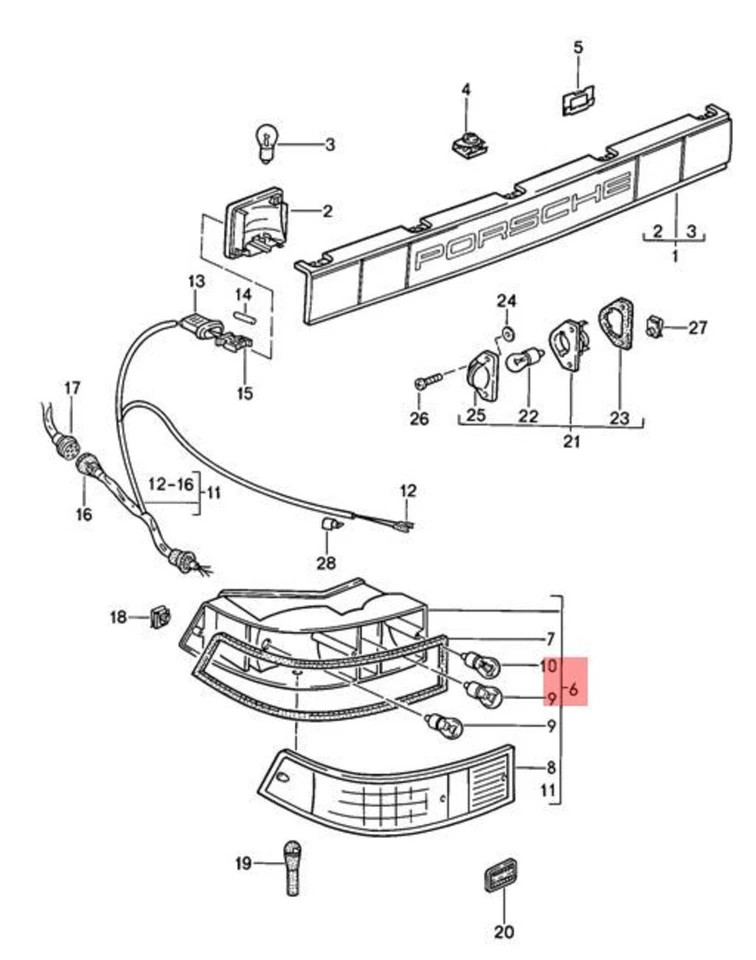 正品 PORSCHE 911 组合灯左 91163140335 — 第 1/1 张图片