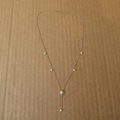 Vtg JCM 10K Yellow Gold Elegant 17" Chain Necklace Multi Pearl 6mm Dangle 1.6g - Image 1 of 4