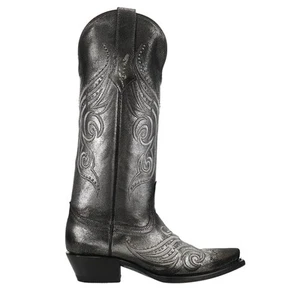 Ferrini Masquerade Metallic Studded Snip Toe Cowboy Womens Black, Silver Casual - Picture 1 of 5
