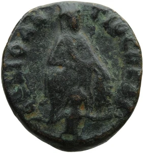 Moneta romana in bronzo. MAXIMINUS II, Cesare. AE-1/4 Follis. Antiochia. Apollo. aVF - Foto 1 di 2