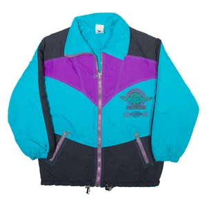 Vintage C&A Insulated Chaqueta Mujer Azul Nylon 90s Capucha Bloque de Color S - Imagen 1 de 6